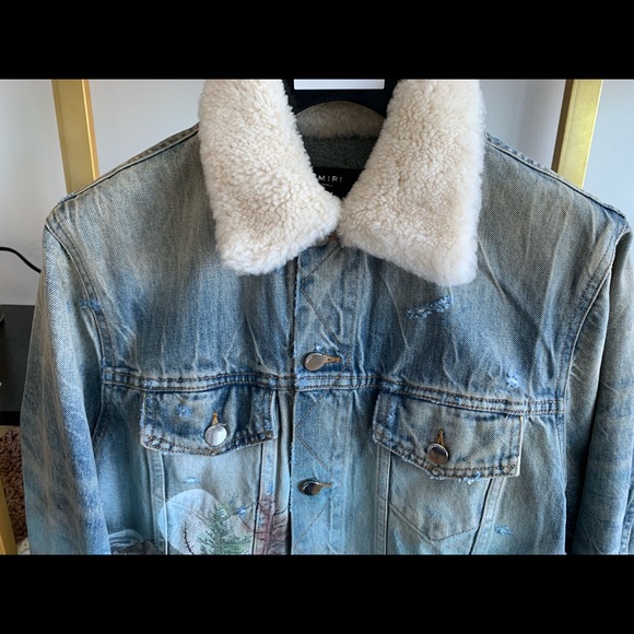 Amiri 19FW Shearling Collar Wolf Denim Jacket